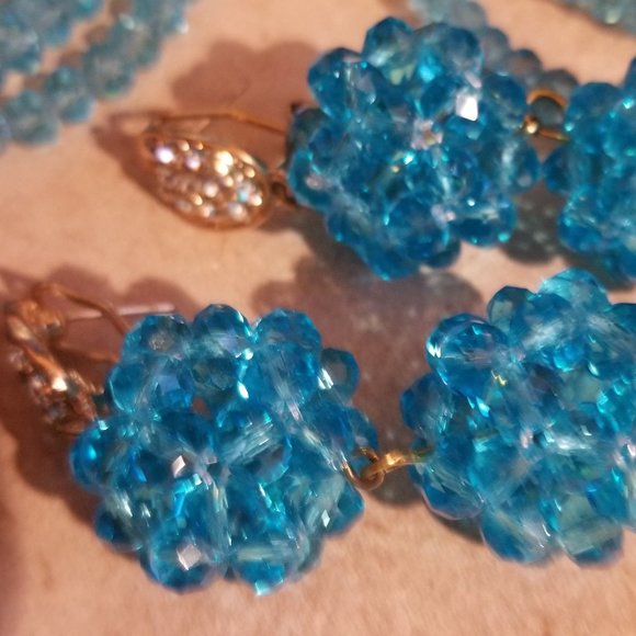 STUNNING 3 PIECE STATEMENT SET VIVID BLUE HANDMADE - Picture 9 of 10